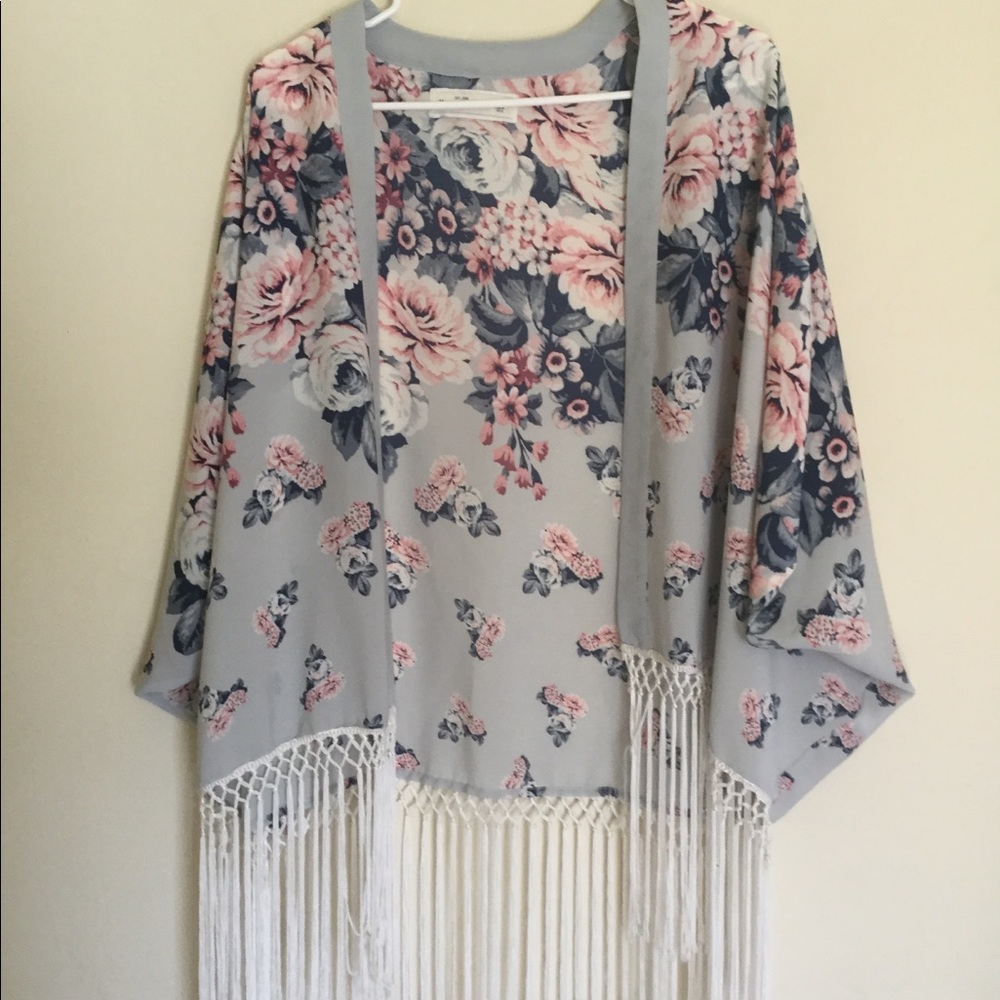 Long flower kimono